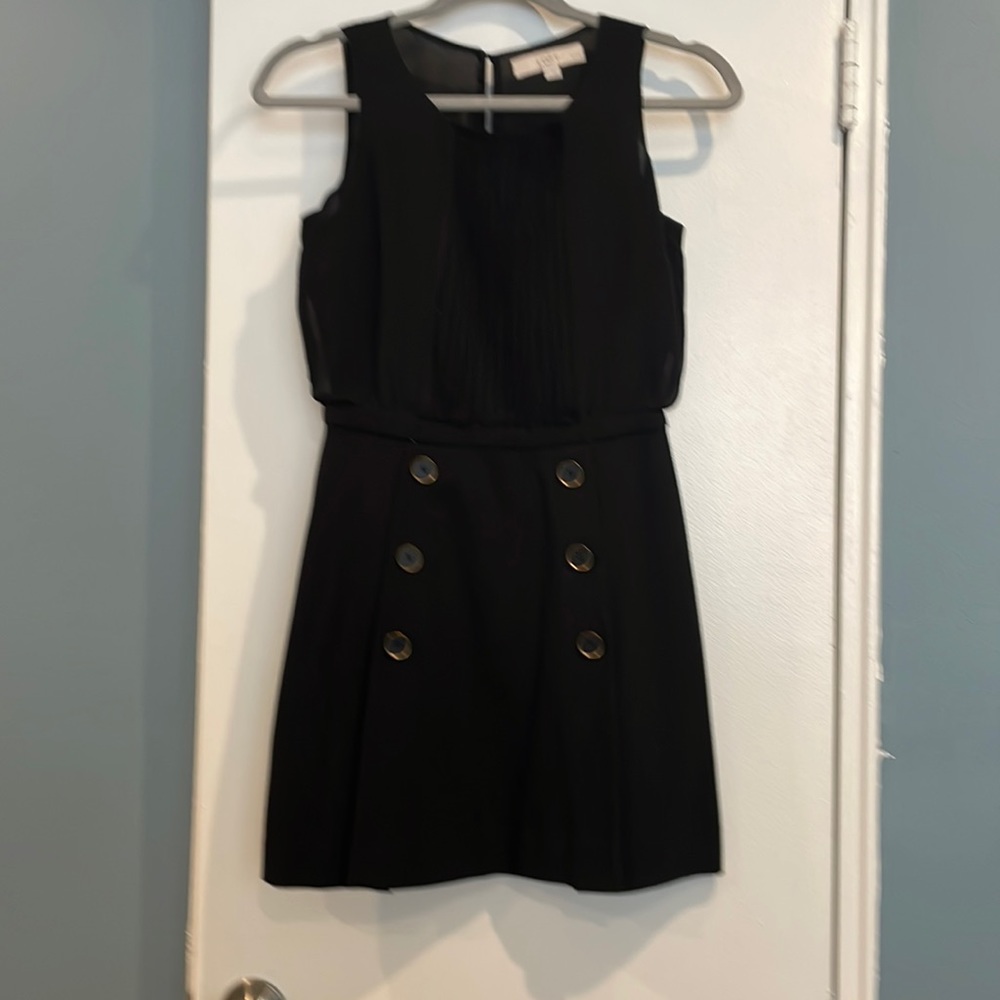 Loft Black Dress with Bronze Buttons, Size 0P